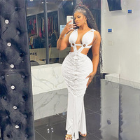 Robe moulante plissée, robe maxi élégante et sexy à décolleté, robes décontractées pour femmes, robes élégantes pour femmes