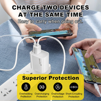 Chargeur rapide double port 20W PD QC3.0, technologie GaN, PC ignifuge YLC-051 pour iPhone Samsung, chargeur de voyage double port