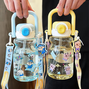 Botella de agua infantil con pajita Zuo Mu Crayon Shin Chan de 500 ml con correa, libre de BPA, para uso escolar - Product Image 2