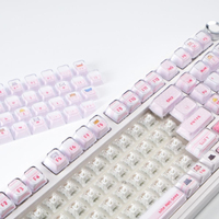 Clavier mécanique en gelée cristalline rose, avec touches sublimées par transfert thermique, pour interrupteurs magnétiques et interrupteurs croisés, design mignon 'Hide-and-seek'