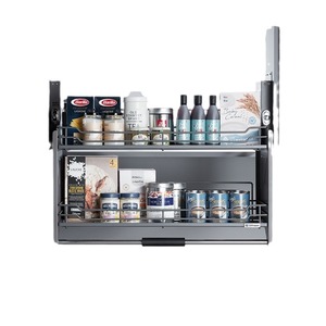 Unihopper Pull Down Basket Cabinet Organizer 600 800 900mm <b>Kitchen</b> <b>Storage</b> Minimalist Design Iron Chrome Plating - Product Image 3