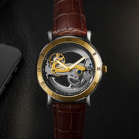 WLISTH Montres pour hommes Montre-bracelet mécanique automatique au design royal entièrement transparente Boîtier en acier Montre lumineuse étanche pour hommes