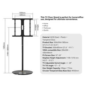 Новейший дизайн ТВ тележка гостиная экран светодиодный стенд с поворотным ТВ напольная подставка с креплением для 32 65 дюймов