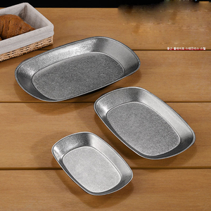 Rétro Vieux En Acier Inoxydable Approfondi Assiette À Dîner Creative Snack Frites Poulet Frit Assiette Barbecue En Plein Air Pique-Nique Assiette - Product Image 1