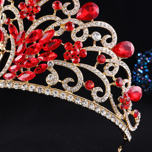 Couronne de mariage royale victorienne en rubis, diadème de mariée orné de filigrane doré, couronne de reine en cristal, diadème de mariage pour événements spéciaux - Product Image 6