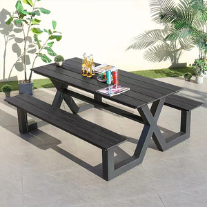 Set di mobili da esterno <span class=keywords><strong>panca</strong></span> <span class=keywords><strong>in</strong></span> metallo e <span class=keywords><strong>tavolo</strong></span> <span class=keywords><strong>panca</strong></span> <span class=keywords><strong>in</strong></span> alluminio <span class=keywords><strong>con</strong></span> <span class=keywords><strong>legno</strong></span> di plastica - Product Image 4