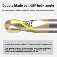 Fraise à bout sphérique en carbure de tungstène à 2 dents, 70 degrés, pour acier inoxydable, fraisage CNC en alliage dur de type R