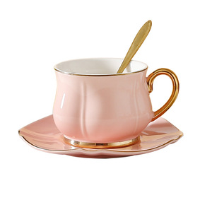 Service de tasses en céramique de style européen, luxe léger, avec poignée dorée, haute valeur, pour café, thé de l'après-midi, thé aux fleurs, expresso, vaisselle de dîner - Product Image 5