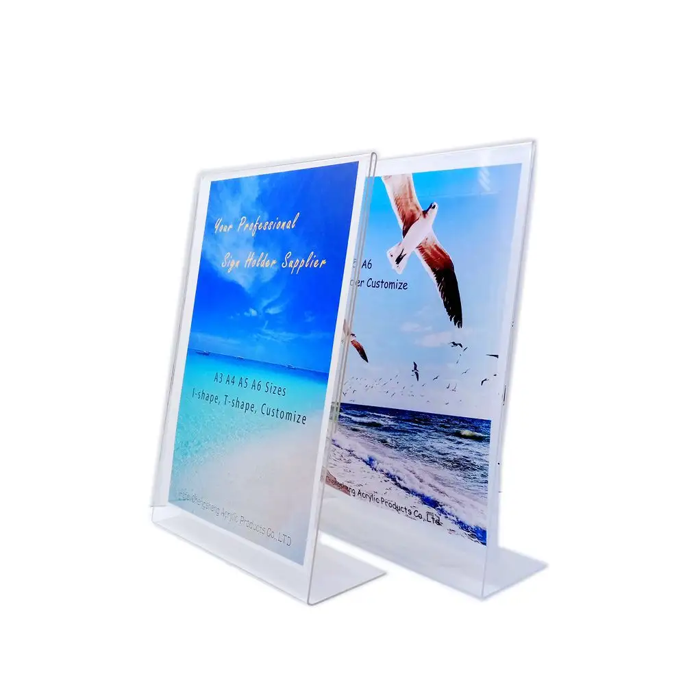 Modern tasarım eğimli geri ücretsiz ayakta broşür ekran standı a4 akrilik menü tutucu akrilik işaret tutucu ile kartvizit