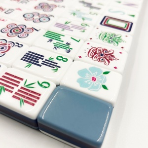 Juego de Mahjong Americano de Acrílico de 4 Capas, Duradero, con Color de Contraste Azul Niebla y Fichas de Mahjong de Estilo Chino Tradicional - Product Image 4