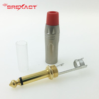 Connecteur de téléphone mono mâle SREXACT en alliage de zinc nickelé avec embout en laiton 10A 1/4" 6,35 mm, isolateur PA66, 100V