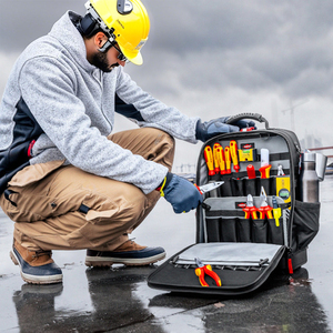 Ba lô đựng dụng cụ thợ điện Jakah, dành cho kỹ thuật viên mạng, chất liệu bền chắc, màu đen, đeo vai - Product Image 4