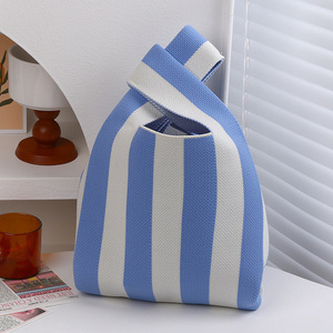 Korean Women's Knitted <strong>Bucket</strong> <strong>Bag</strong> With Hand Gift <strong>Handbag</strong> Street Trend Mini Tote <strong>Bag</strong> Knitted Striped <strong>Handbag</strong> and Purse - Product Image 2