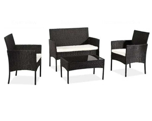 Conjunto de Bistró Económico de 4 Piezas, Mesa y Sillas, Conjunto de Balcón, <span class=keywords><strong>Muebles</strong></span> de Ratán para Patio, Conjuntos de Jardín, <span class=keywords><strong>Muebles</strong></span> que Ahorran Espacio - Product Image 1