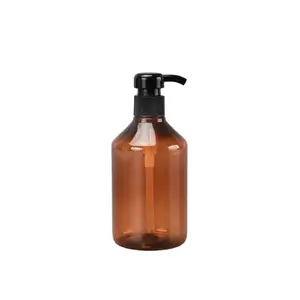 300毫升400毫升琥珀瓶带泵透明手洗凝胶环保洗发水瓶标签印刷可再填充护肤瓶