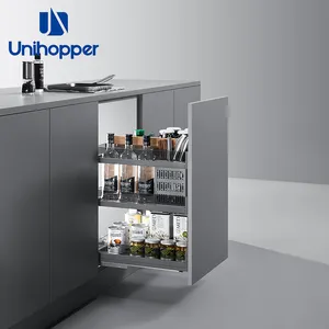 Unihopper ตู้อเนกประสงค์อุปกรณ์เสริมลิ้นชักปิดนุ่มดึงเครื่องเทศแร็คตะกร้าออแกไนเซอร์