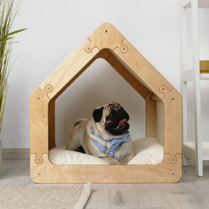 Cama Moderna y Elegante de Madera de Pino de Doble Capa para Mascotas, Litera Universal Tipo Princesa para Perros Pequeños y Gatos - Product Image 1