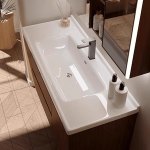New Chinese style walnut color ceramic integrated basin bathroom cabinet combination washbasin - Product Image 2