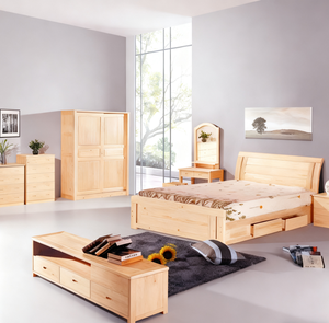 Muebles de Dormitorio de Madera Maciza para Apartamento, <span class=keywords><strong>Hostal</strong></span>, Hotel, Juego de Dormitorio para el Hogar, Cama King Size, Mesa de Noche, Armario, Certificado CE - Product Image 3