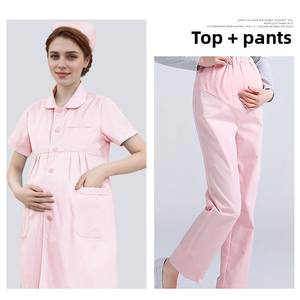 Uniformes d'infirmière enceinte salopette de <span class=keywords><strong>grossesse</strong></span> à manches longues Version à manches courtes manteau blanc pour uniformes d'hôpital de médecin féminin - Product Image 2