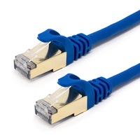 Konektor Ethernet kualitas tinggi Cat8 Cat7 Rj45 Sftp Awg26 kabel Patch Internet kabel merah kucing 8