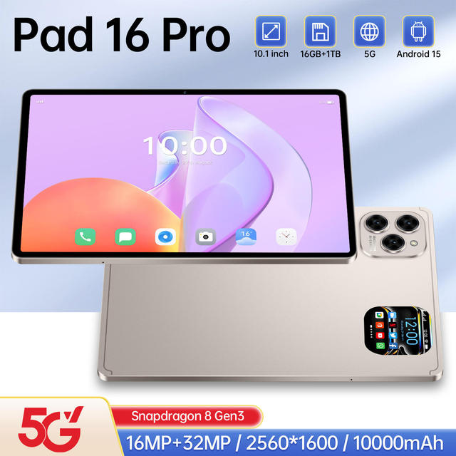 New Tablet PC Pad 16 Pro 10.1" Capacitive Screen Android 15 MTK Quad Core 1T Memory Business Use Wholesale