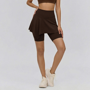 Falda de tenis 2 en 1 de cintura alta para mujer, levanta glúteos, ropa de yoga y fitness, nailon y elastano, elástica en cuatro direcciones, legging ajustado con falda - Product Image 5