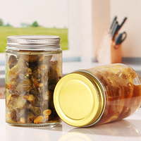 Grosir toples penyimpan kaca, selai madu, Dapur, botol kaca bulat untuk penyimpanan makanan