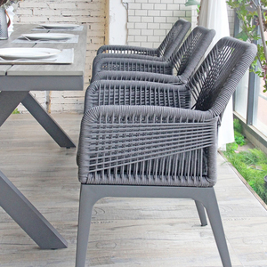Mobili <span class=keywords><strong>da</strong></span> Giardino in Vimini, Sedie <span class=keywords><strong>da</strong></span> Patio, Sedia <span class=keywords><strong>da</strong></span> Pranzo con Cuscini, Poltrone in Corda con Tavolo - Product Image 5