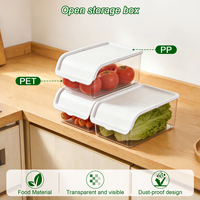 Transparante 6L koelkast opbergbox met opklapdeksel, stapelbaar, luchtdicht PET+PP fruit- en groente organizer, ruimtebesparend