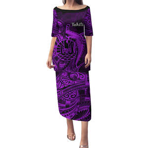 Polinesia Francesa Tahití Puletasi vestido tiburón tatuaje hibisco rosa vestidos Samoa Iglesia ropa personalizada <span class=keywords><strong>Mujer</strong></span> dos piezas Dres - Product Image 4