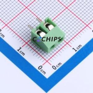 DB301V-3.96-2P-GN-S Screw Terminal Block Through hole Component (THT),P=3.96mm Connector 1x2P 3.96mm Green Through Hole - Product Image 1