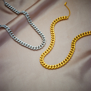 Gold Plated Chain Necklace And <b>Bracelet</b> <b>Set</b> Stainless Steel Unisex Hip Hop Punk Style Jewelry Gift - Product Image 2