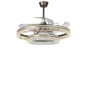 Lámpara de Techo con Ventilador de Cristal, 200W LED, Control Remoto, 4 Aspas, Decoración Moderna para Dormitorio y Comedor - Product Image 1