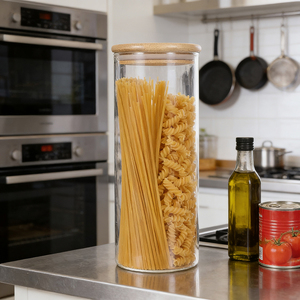 आधुनिक डिजाइन पर्यावरण के अनुकूल उच्च बोरोसिलिकेट ग्लास फूड ग्रेड भंडारण जार रसोई के लिए बड़ी क्षमता अनाज चाय - Product Image 4