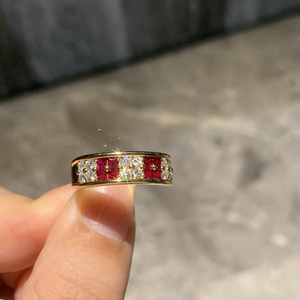 Aazuo แหวนทองคำแท้18K สีเหลืองเพชรธรรมชาติอัญมณีทับทิมธรรมชาติใส่ได้ทุกเพศของขวัญสำหรับงานเลี้ยงวันเกิดของผู้หญิง - Product Image 6
