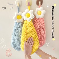 Serviette en chenille à motif œuf de fleur, avec bordure, pour la maison et les loisirs, serviette à main créative pour enfants, vente en gros