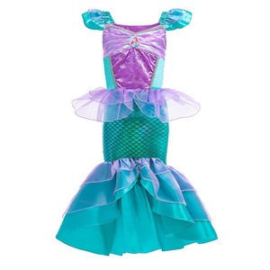 Disfraz Fiesta Niñas Sirena Princesa Sirena Disfraz Niña Con Guantes Corona Varita 3-10 Años - Product Image 1