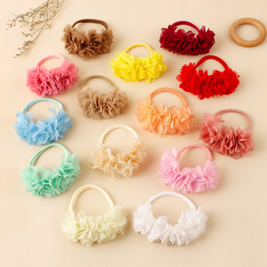Diadema suave de nailon para bebé, diadema elástica con flores de gasa, accesorios florales ligeros para el cabello para niñas recién nacidas - Product Image 1