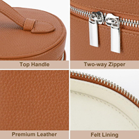 Trousse de toilette de haute qualité en cuir PU marron motif litchi, finition polie, durable