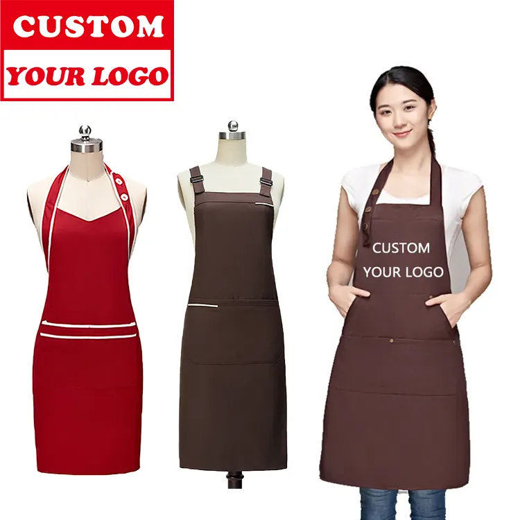 Nhà Máy Tùy Chỉnh Đầy Đủ Chiều Dài Bib Đen Vườn Tạp Dề Polyester-Bông Không Thấm Nước Giá Rẻ Tùy Chỉnh Tạp Dề Cho Bán Buôn