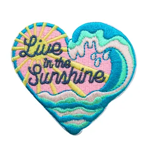 Patchwork applique love sea waves embroidery back tape fashion coat clothing holes sewing decorative patches