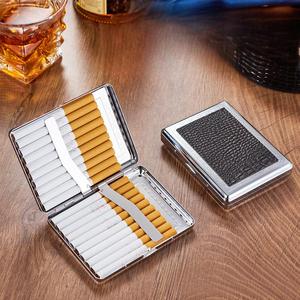 Étui à cigarettes en métal de texture en <span class=keywords><strong>cuir</strong></span> de 20 capacités résistant à l'écrasement et à l'eau - Product Image 5