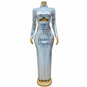 Novance Y3841 <strong>Buying</strong> in Bulk Wholesale Silver Mirror Design Long Elegant Evening Gowns <strong>Dress</strong> for Birthday Party Women - Product Image 1