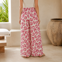 Pantalon palazzo pour femme, imprimé abstrait, taille haute, élastique, décontracté, avec poches, pour l'été et la plage