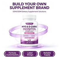 Comprimés de Myo-D-Chiro-Inositol, rapport 40:1, bien-être hormonal féminin, supplément végétarien, formule personnalisée, OEM ODM, approvisionnement en vrac de comprimés