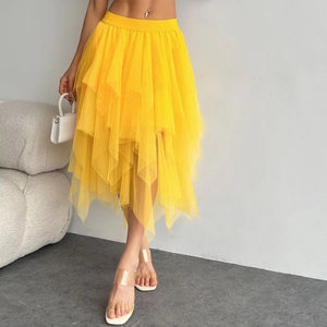 Summer Fashion High Waist <b>Midi</b> Mesh <b>Skirt</b> for Women Casual <b>Tulle</b> Bottom Casual Faldas Natural Casual Woman Clothes - Product Image 5