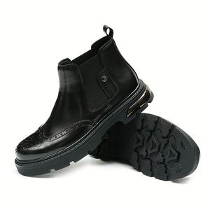 Men's Design Style English-style Leather <b>Boots</b> Made of High-quality Genuine Leather Are Casual Shoes Suitable for Any Occasion - Product Image 1