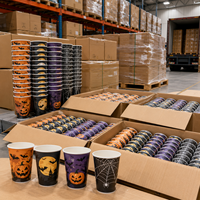 Gobelet à café en papier pour Halloween, prix de gros d'usine, impression personnalisée, gobelet à double paroi