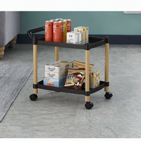 Étagère de rangement mobile à 2 niveaux pour collations, chariot de service roulant pour cuisine et maison avec roues